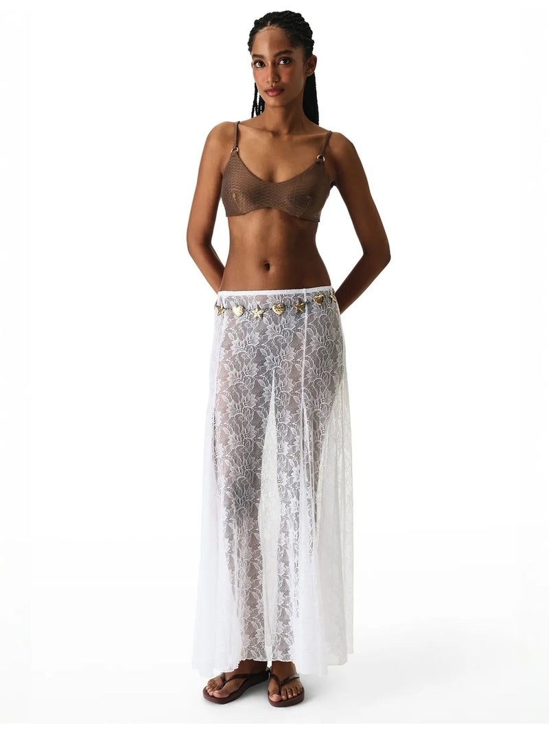 Jupe en dentelle penti Blanc - Kiabi