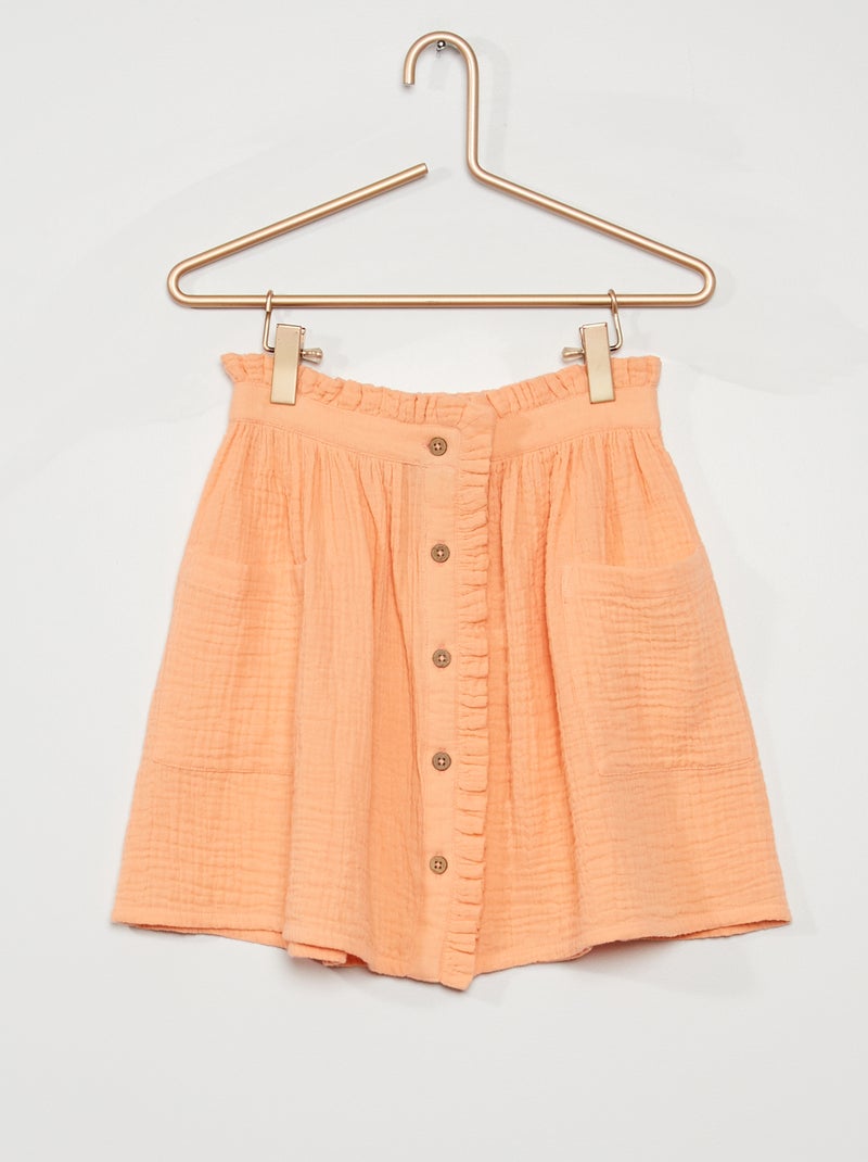 Jupe en gaze de coton rose - Kiabi