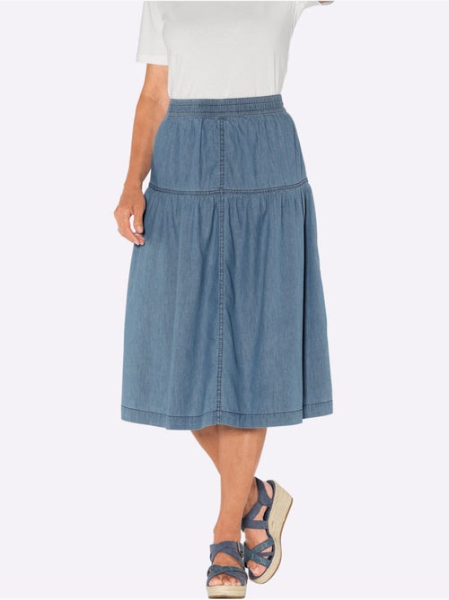 Jupe en jean 100% coton avec ceinture élastique et double couture - Taille standard - Witt - Kiabi Jupe en jean 100% coton avec ceinture élastique et double couture - Taille standard - Witt - Kiabi