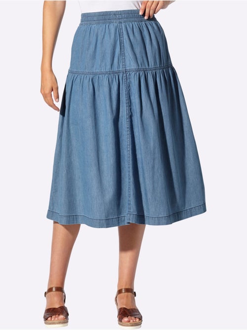 Jupe en jean 100% coton avec ceinture élastique et double couture - Taille standard - Witt - Kiabi Jupe en jean 100% coton avec ceinture élastique et double couture - Taille standard - Witt - Kiabi