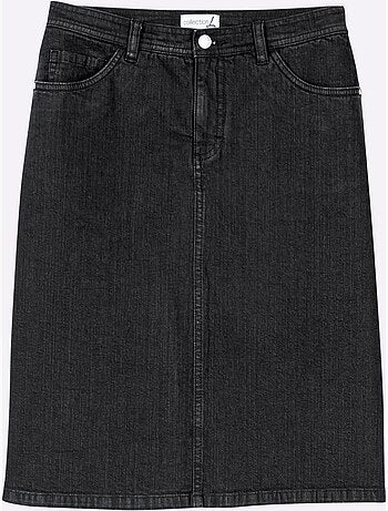Jupe en jean avec fente dos et fermeture à glissière devant - Taille standard - Witt