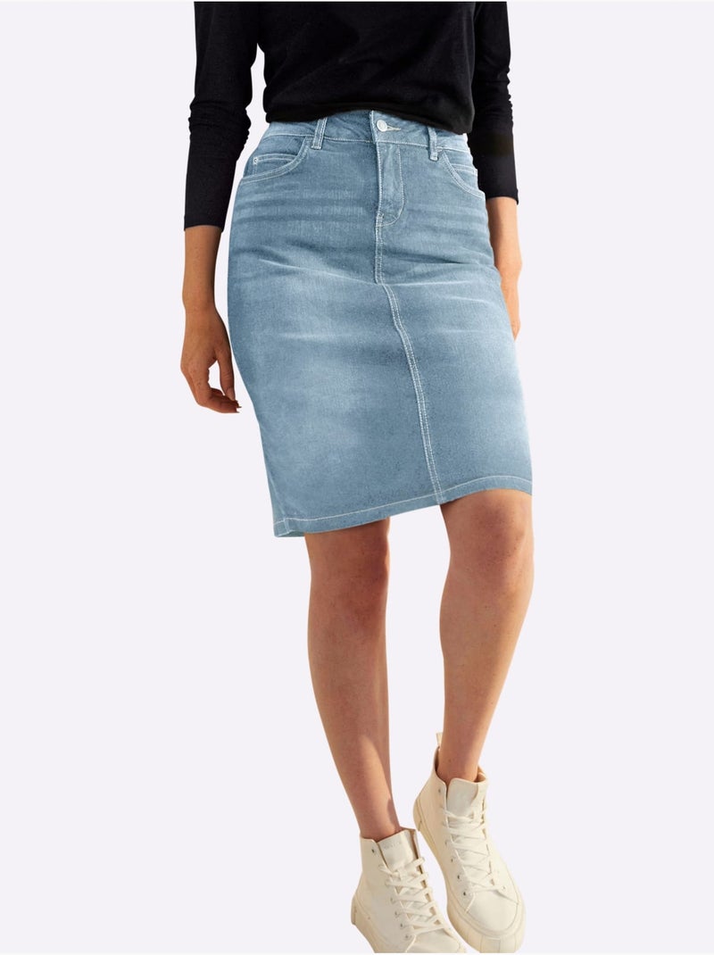 Jupe En Jean 99% Coton - Taille Standard - Witt Bleu - Kiabi