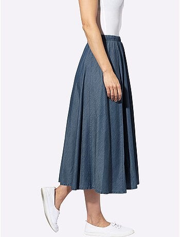 Jupe à panneaux en jean avec ceinture élastique - Taille standard - Witt