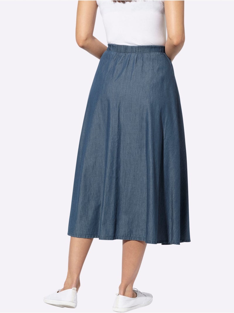 Jupe en jean à panneaux avec ceinture élastique - Taille standard - Witt Bleu jean - Kiabi