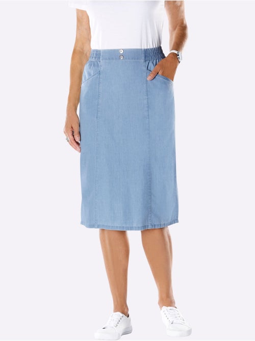 Jupe en jean à poches en biais et ceinture élastique - Taille standard - Moda Vilona - Kiabi Jupe en jean à poches en biais et ceinture élastique - Taille standard - Moda Vilona - Kiabi