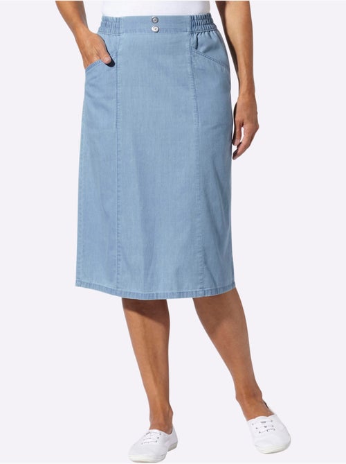Jupe en jean à poches en biais et ceinture élastique - Taille standard - Moda Vilona - Kiabi Jupe en jean à poches en biais et ceinture élastique - Taille standard - Moda Vilona - Kiabi