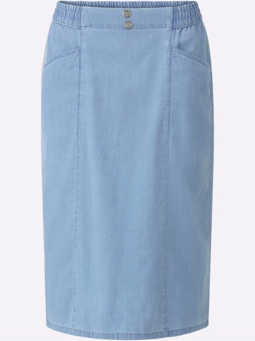Jupe en jean à poches en biais et ceinture élastique - Taille standard - Moda Vilona - Kiabi Jupe en jean à poches en biais et ceinture élastique - Taille standard - Moda Vilona - Kiabi