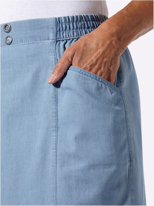 Jupe en jean à poches en biais et ceinture élastique - Taille standard - Moda Vilona - Kiabi Jupe en jean à poches en biais et ceinture élastique - Taille standard - Moda Vilona - Kiabi