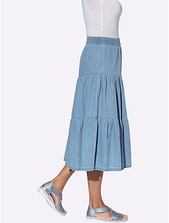 Jupe en jean à volants avec ceinture élastique et fronces - Taille standard - Witt