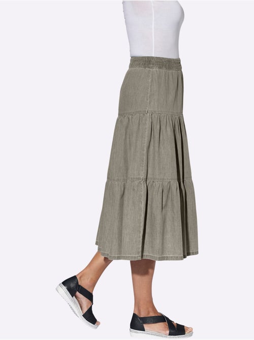 Jupe en jean à volants avec ceinture élastique et fronces - taille standard - witt - Kiabi Jupe en jean à volants avec ceinture élastique et fronces - taille standard - witt - Kiabi