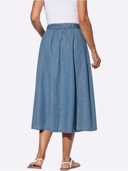 Jupe en jean avec ceinture à nouer et boutonnage devant - Taille standard - Moda Vilona - Kiabi Jupe en jean avec ceinture à nouer et boutonnage devant - Taille standard - Moda Vilona - Kiabi
