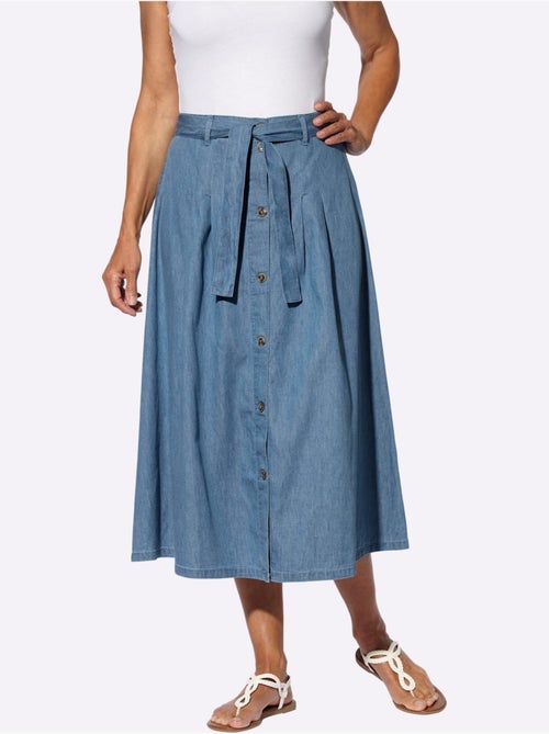 Jupe en jean avec ceinture à nouer et boutonnage devant - Taille standard - Moda Vilona - Kiabi Jupe en jean avec ceinture à nouer et boutonnage devant - Taille standard - Moda Vilona - Kiabi