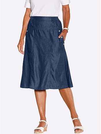 Jupe en jean avec ceinture élastique et empiècements horizontaux - taille standard - witt