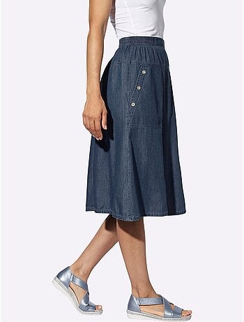 Jupe en jean avec ceinture élastique et empiècements horizontaux - taille standard - witt