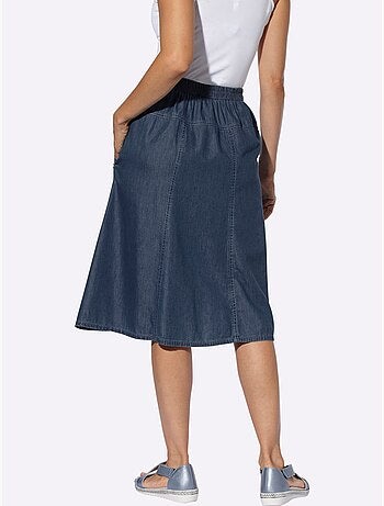 Jupe en jean avec ceinture élastique et empiècements horizontaux - taille standard - witt