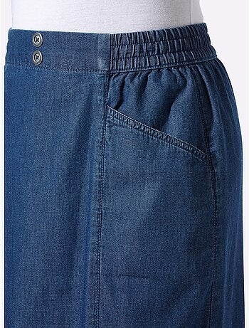 Jupe en jean avec ceinture élastique et poches en biais - Taille standard - Moda Vilona