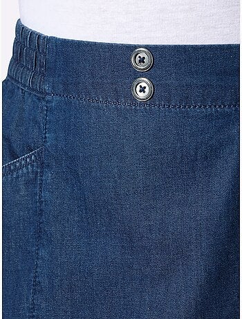 Jupe en jean avec ceinture élastique et poches en biais - Taille standard - Moda Vilona