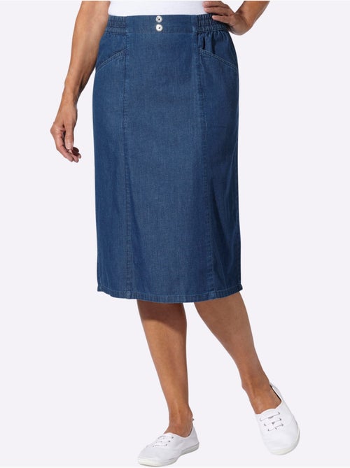 Jupe en jean avec ceinture élastique et poches en biais - Taille standard - Moda Vilona - Kiabi
