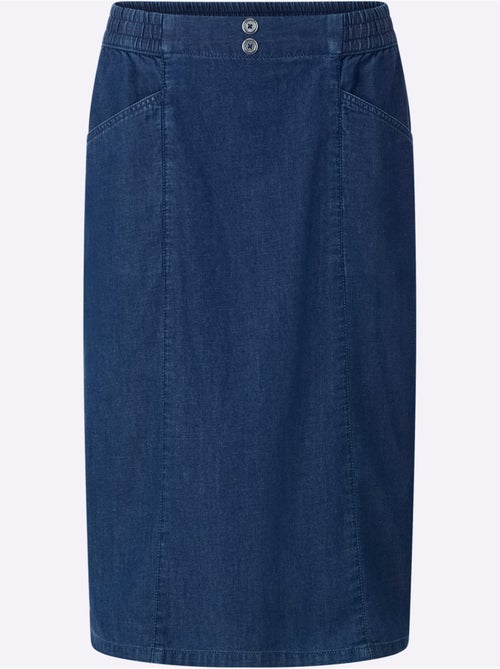 Jupe en jean avec ceinture élastique et poches en biais - Taille standard - Moda Vilona - Kiabi