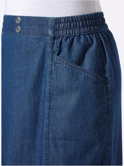 Jupe en jean avec ceinture élastique et poches en biais - Taille standard - Moda Vilona - Kiabi