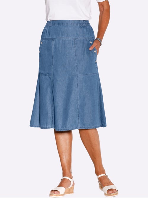 Jupe en jean avec ceinture élastique et poches latérales - Taille courte - Witt - Kiabi