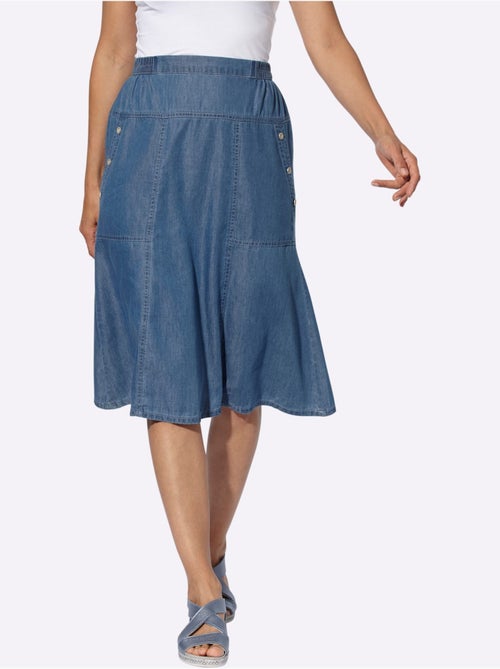 Jupe en jean avec ceinture élastique et poches latérales - Taille courte - Witt - Kiabi