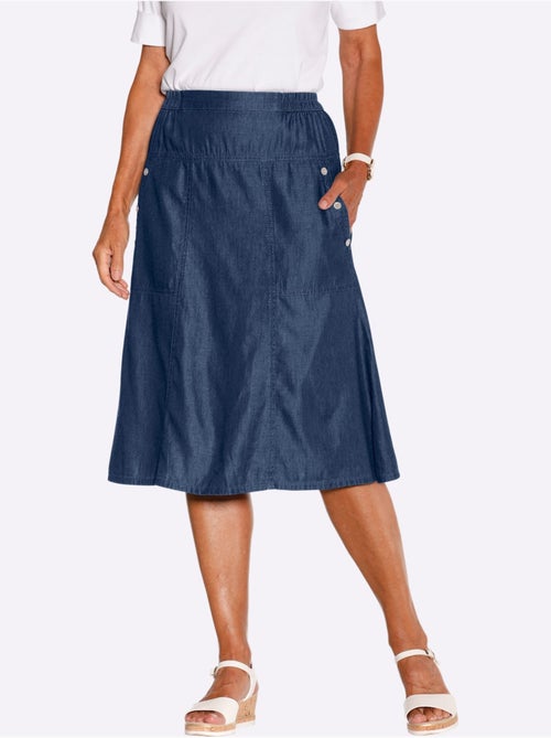 Jupe en jean avec ceinture élastique et poches latérales - Taille courte - Witt - Kiabi