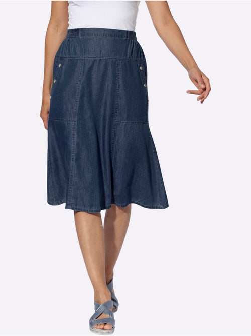 Jupe en jean avec ceinture élastique et poches latérales - Taille courte - Witt - Kiabi