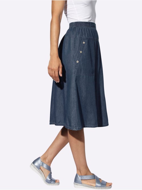 Jupe en jean avec ceinture élastique et poches latérales - Taille courte - Witt - Kiabi