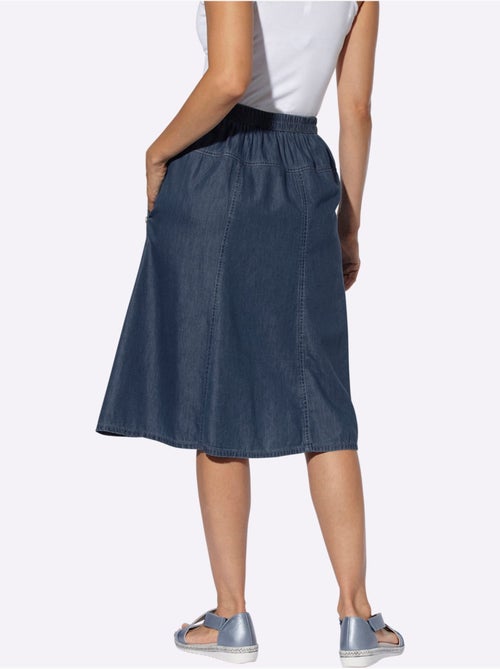 Jupe en jean avec ceinture élastique et poches latérales - Taille courte - Witt - Kiabi