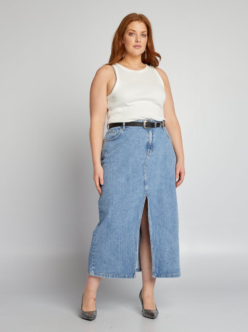 Jupe en jean avec fente Bleu - Kiabi