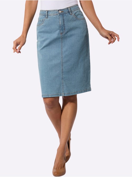 Jupe en jean avec fente dos et fermeture à glissière devant - Taille standard - Witt - Kiabi