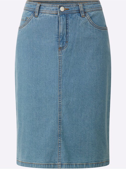 Jupe en jean avec fente dos et fermeture à glissière devant - Taille standard - Witt - Kiabi