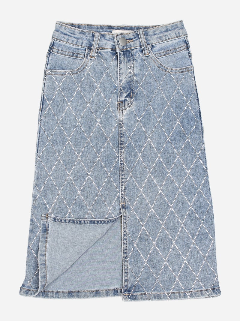 Jupe en jean avec motif Bleu - Kiabi