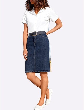 Jupe en jean avec fente dos et fermeture à glissière devant - taille standard - witt