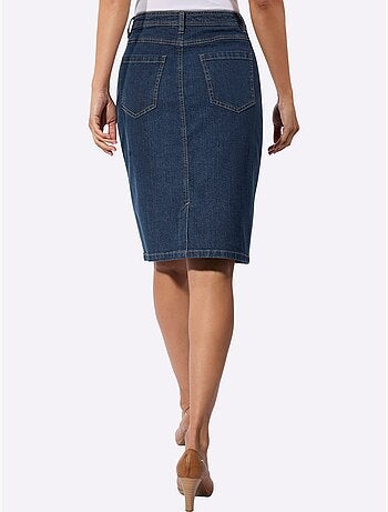 Jupe en jean avec fente dos et fermeture à glissière devant - taille standard - witt