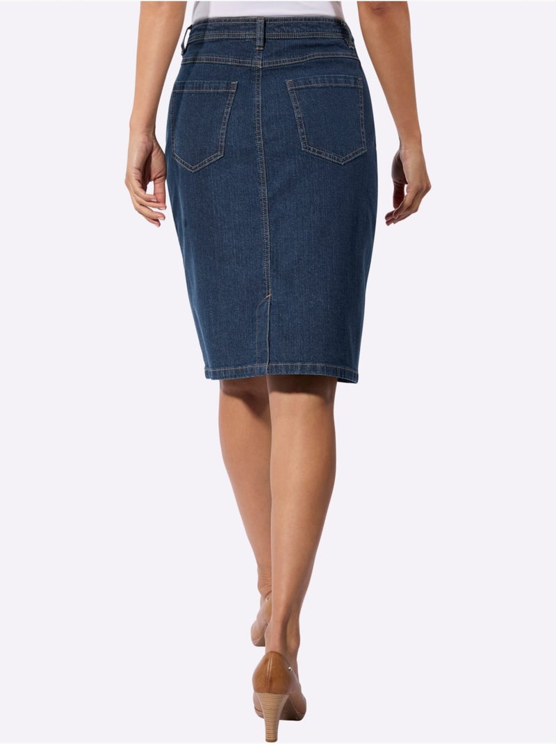 Jupe en jean avec passants et fente au dos - Taille standard - Witt Bleu jean - Kiabi