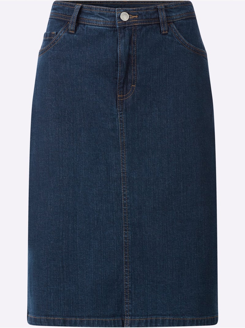 Jupe en jean avec passants et fente au dos - Taille standard - Witt Bleu jean - Kiabi