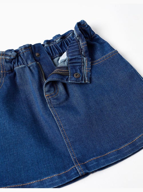 Jupe en jean avec taille paperbag et poches - Kiabi