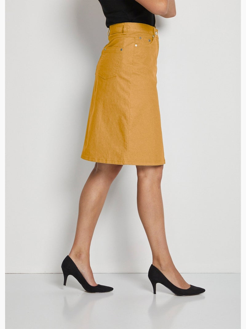 Jupe en jean couleur stretch Jaune foncé - Kiabi