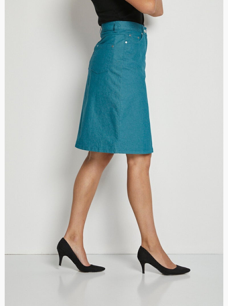 Jupe en jean couleur stretch Vert - Kiabi