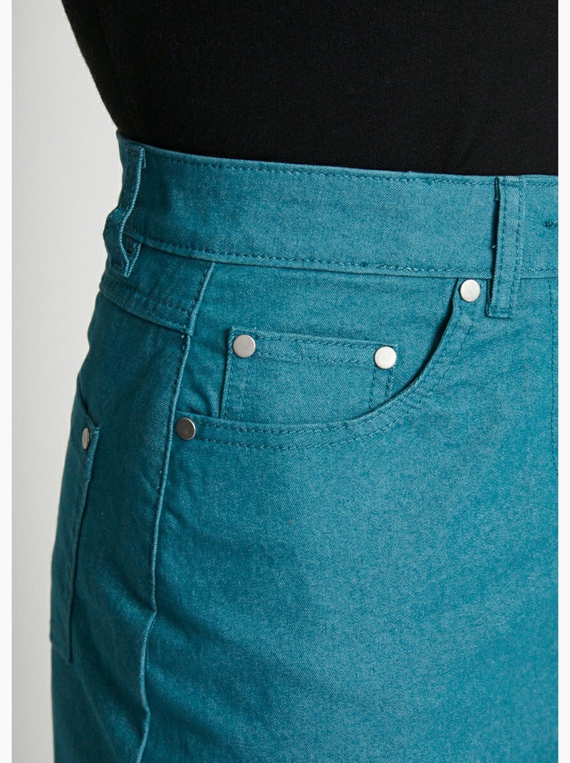 Jupe en jean couleur stretch Vert - Kiabi