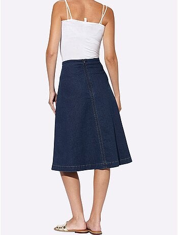 Jupe en jean coupe évasée avec poches plaquées - Taille standard - Helline