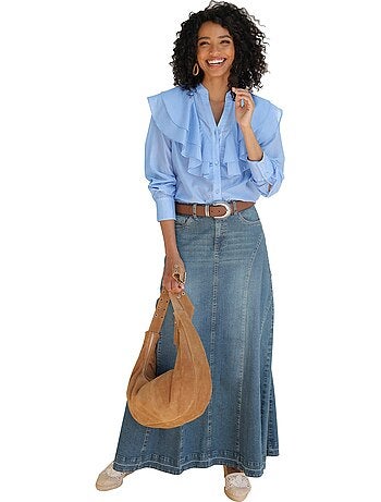 Jupe En Jean Coupe Godet Féminine - Taille Standard - helline