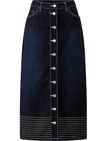 Jupe En Jean Coutures Contrastées - Taille Standard - helline