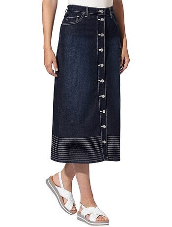 Jupe En Jean Coutures Contrastées - Taille Standard - helline