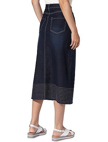 Jupe En Jean Coutures Contrastées - Taille Standard - helline