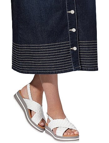 Jupe En Jean Coutures Contrastées - Taille Standard - helline