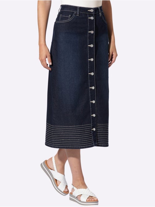 Jupe En Jean Coutures Contrastées - Taille Standard - helline - Kiabi