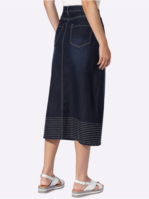 Jupe En Jean Coutures Contrastées - Taille Standard - helline - Kiabi
